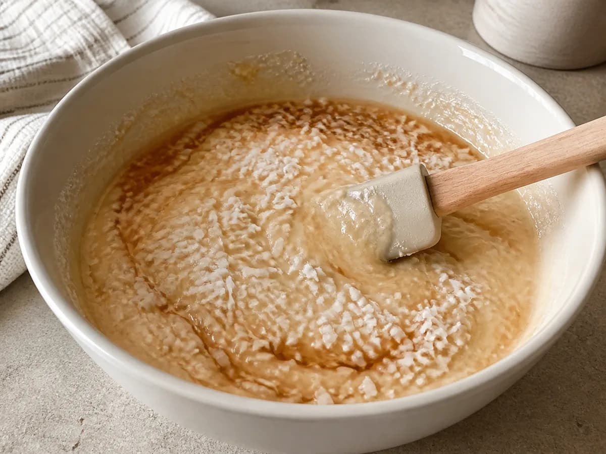 Preparação de Bolo de Coco e Coca-Cola durante a confeção