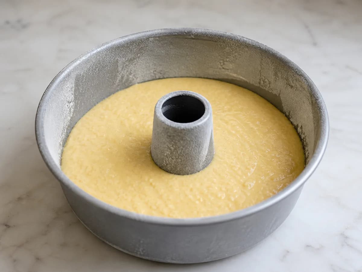 Preparação de Bolo de Coco Muito Molhadinho durante a confeção