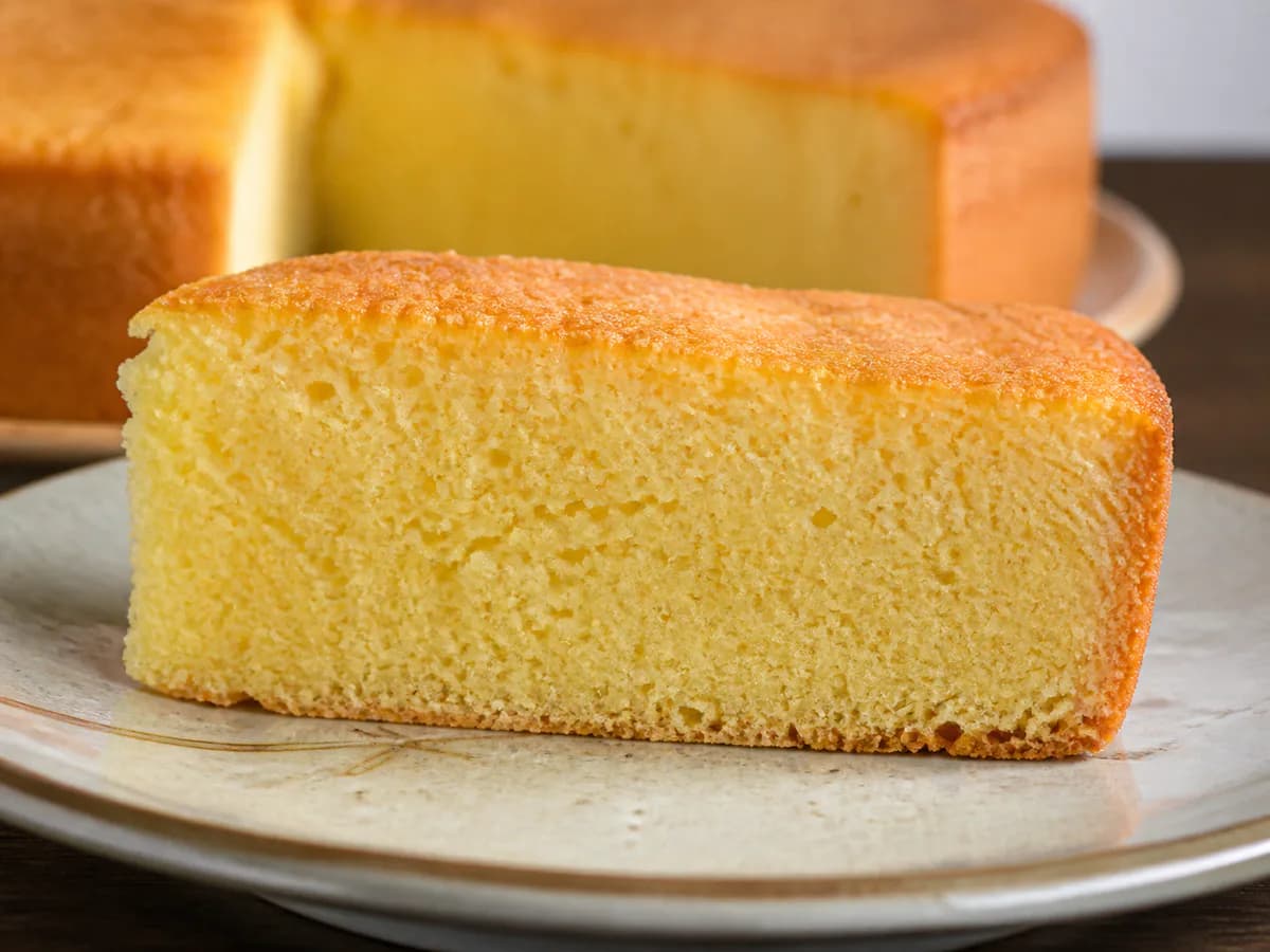 Pormenor de uma porção de Bolo de Fecúla de Batata