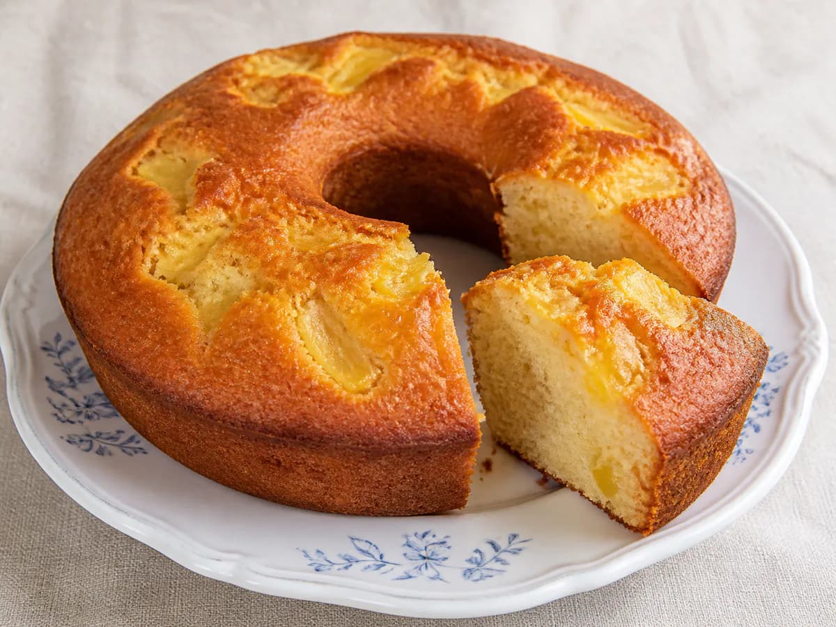 Bolo de Iogurte com Pedaços de Ananás