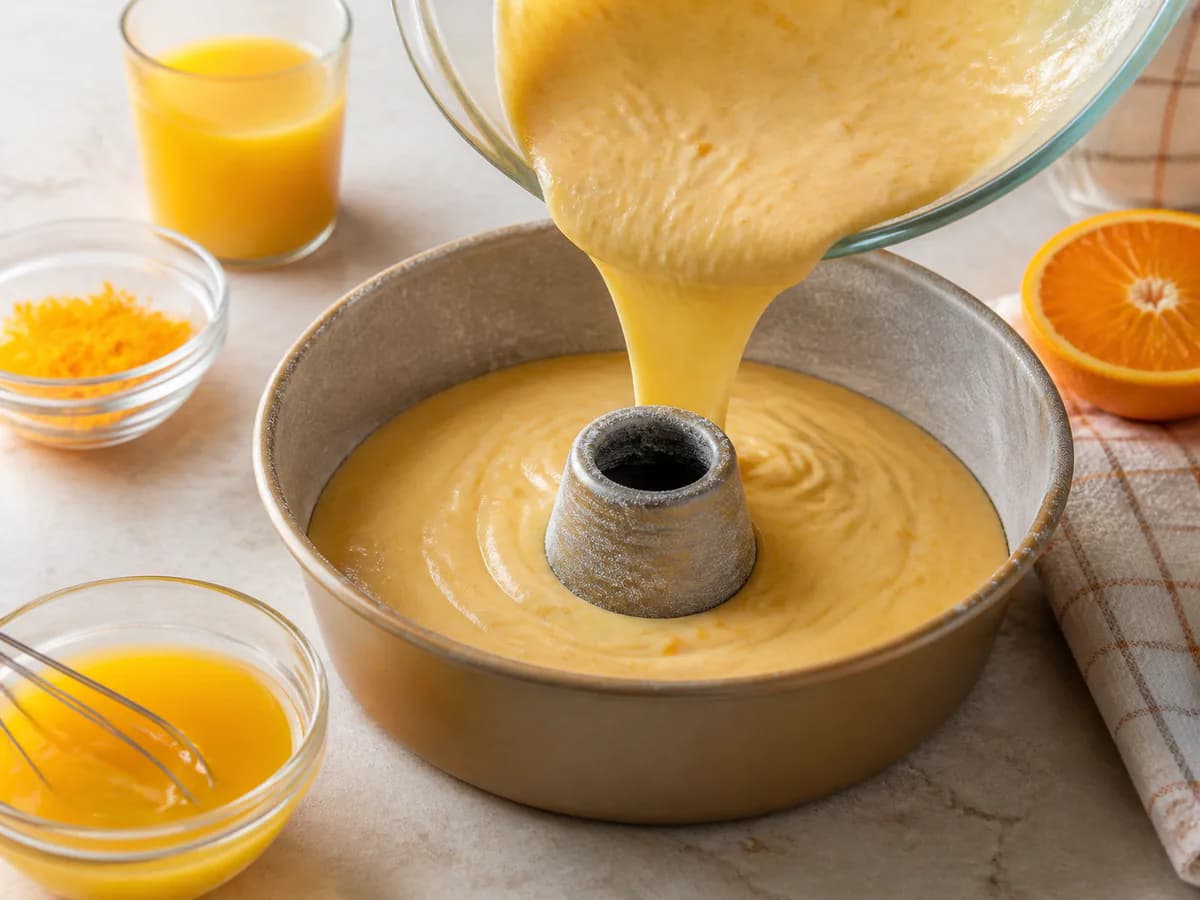 Preparação de Bolo de Laranja Ensopado durante a confeção