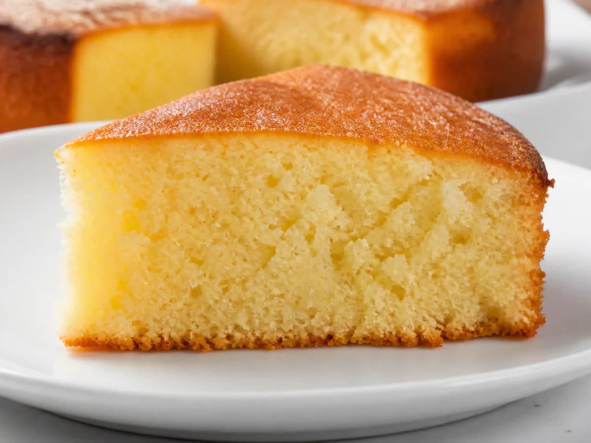 Pormenor de uma porção de Bolo Húmido de Leite de Coco