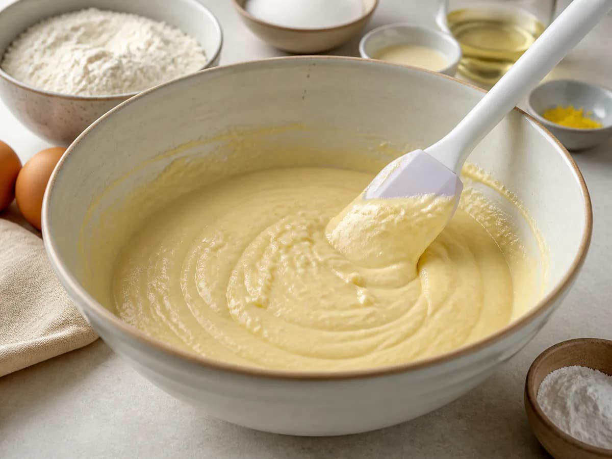 Preparação de Bolo de Leite Evaporado durante a confeção