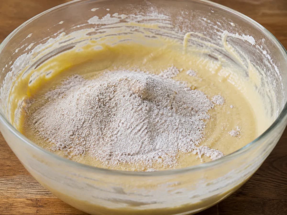 Preparação de Bolo de Maçã com Manteiga e Especiarias durante a confeção
