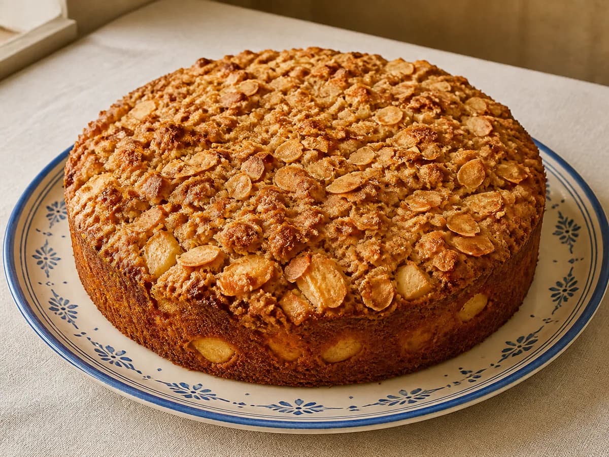 Bolo de Maçã com Crumble de Amêndoa