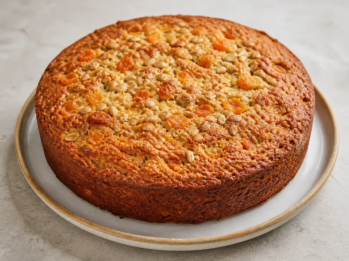 Bolo de Maçã e Coco com Sementes de Girassol e Alperces