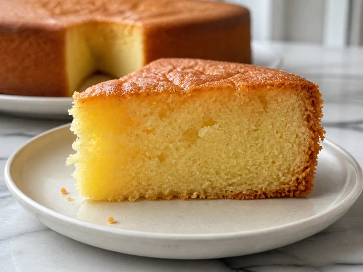 Pormenor de uma porção de Bolo de Manteiga