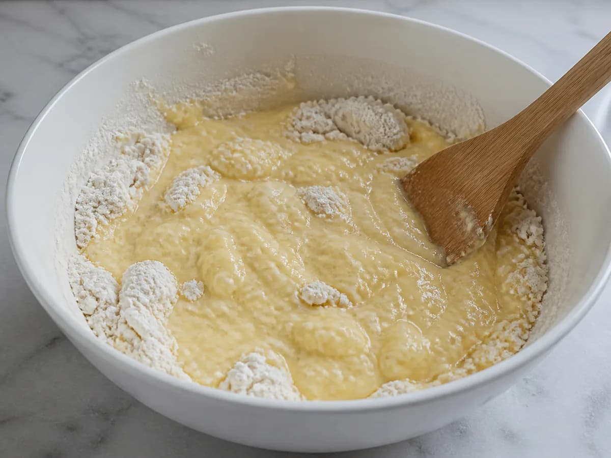 Preparação de Bolo de Mirtilo Fofo durante a confeção