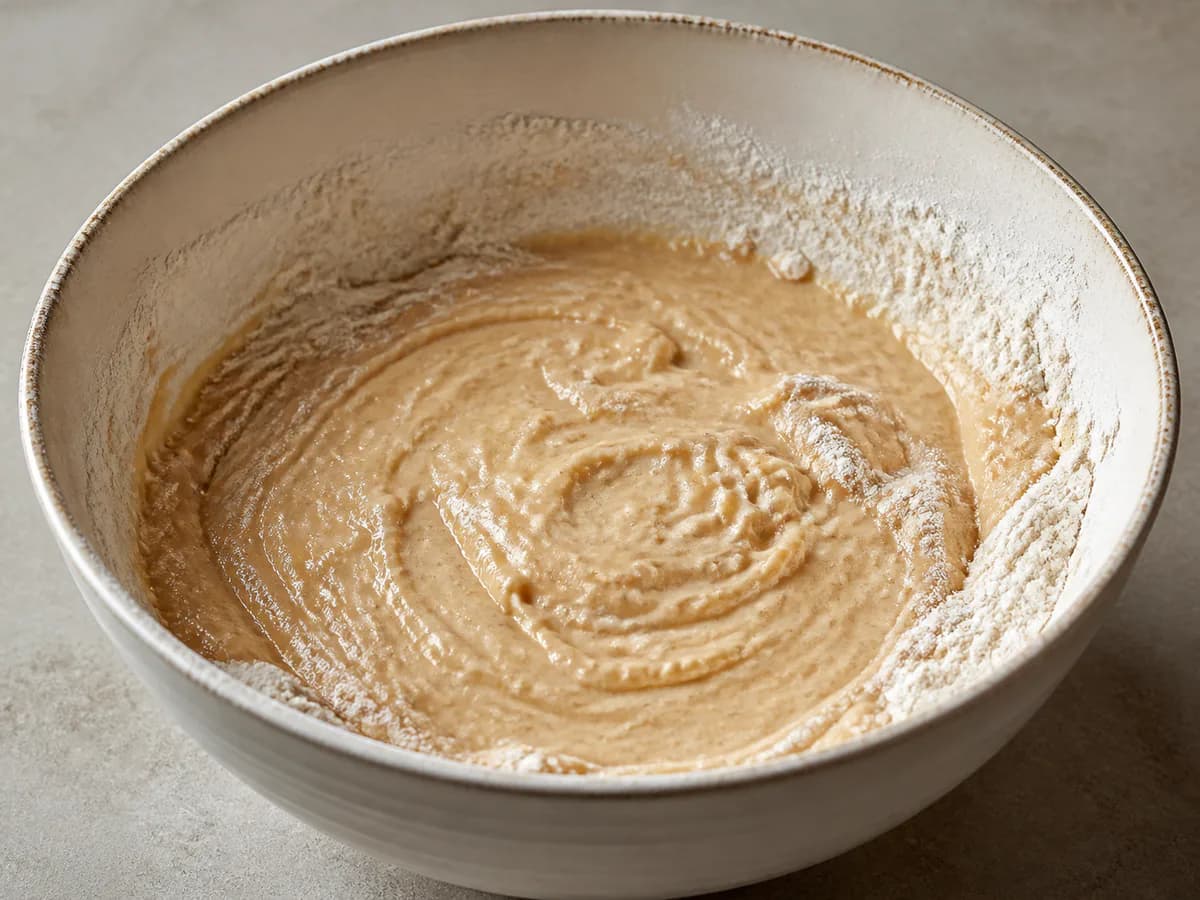 Preparação de Bolo de Pera, Maçã e Chocolate durante a confeção