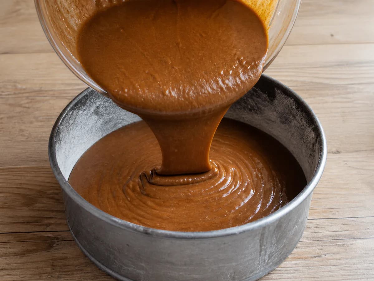 Preparação de Bolo de Vinagre Muito Húmido durante a confeção
