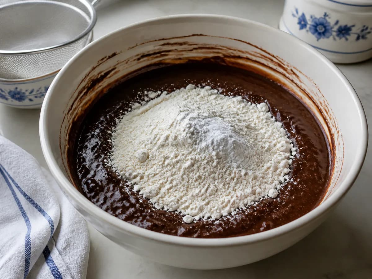 Preparação de Bolo Delícia de Chocolate para Bimby durante a confeção