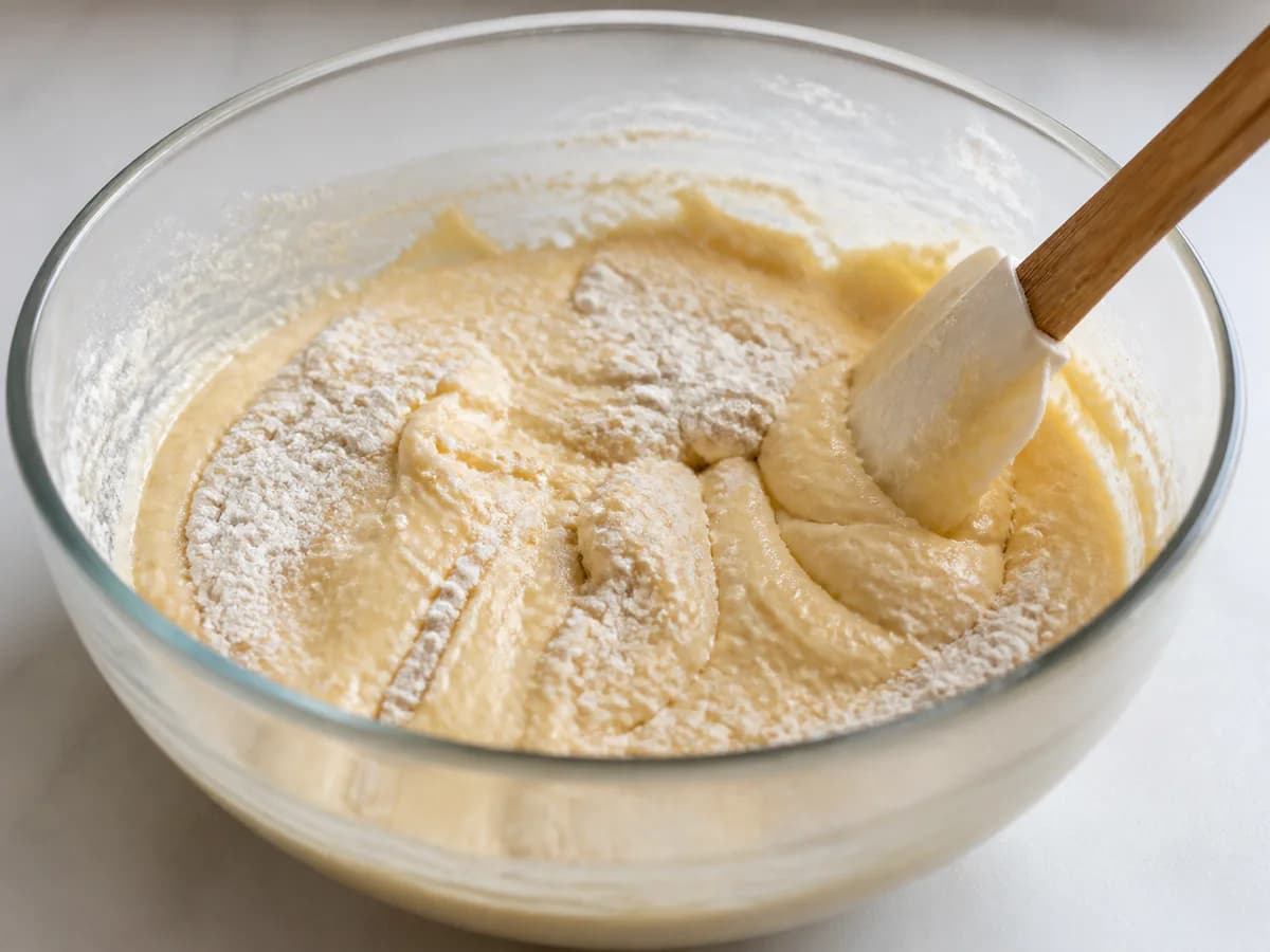 Preparação de Bolo Delicioso de Maçã durante a confeção