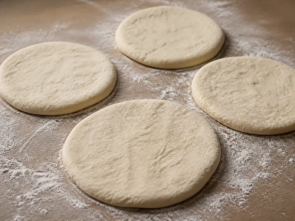 Preparação de Bolo do Caco com Azeite na Massa durante a confeção