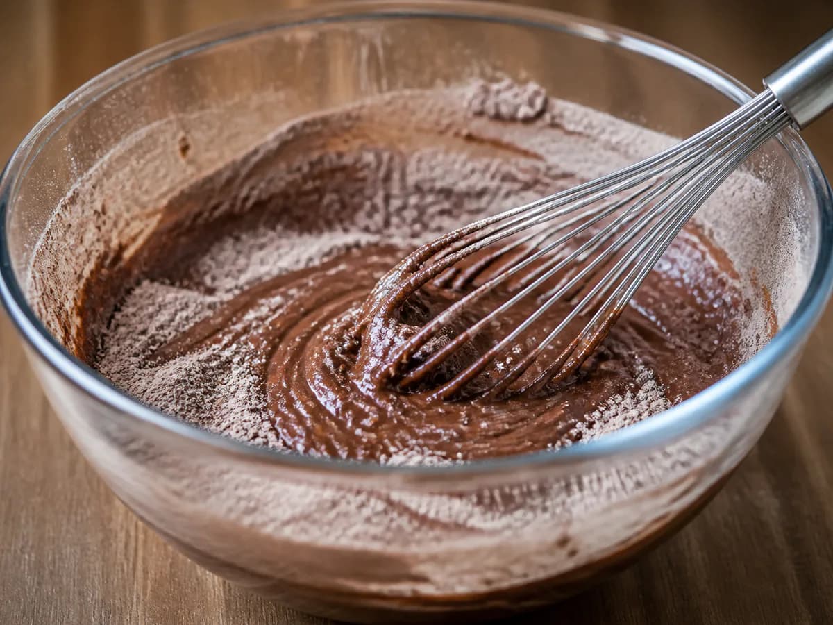 Pormenor de uma porção de Bolo Fofinho de Chocolate