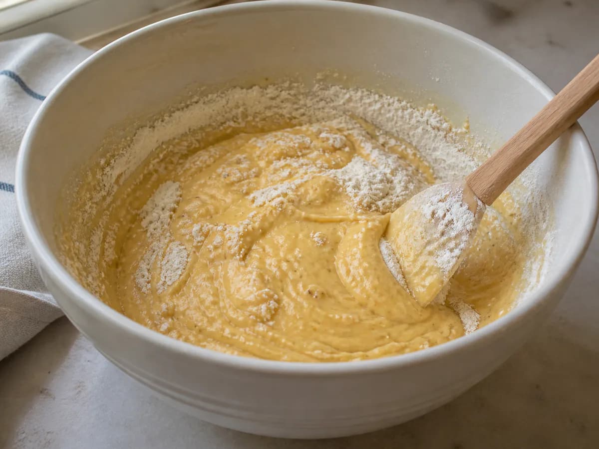 Preparação de Bolo Fofinho de Mel e Canela - Receita do Alentejo durante a confeção