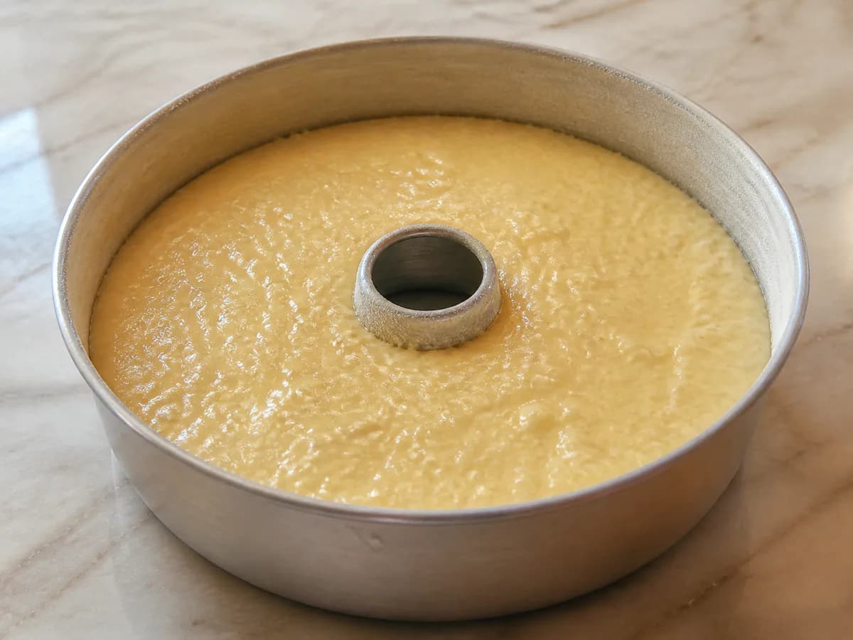 Preparação de Bolo Húmido de Ananás e Coco durante a confeção