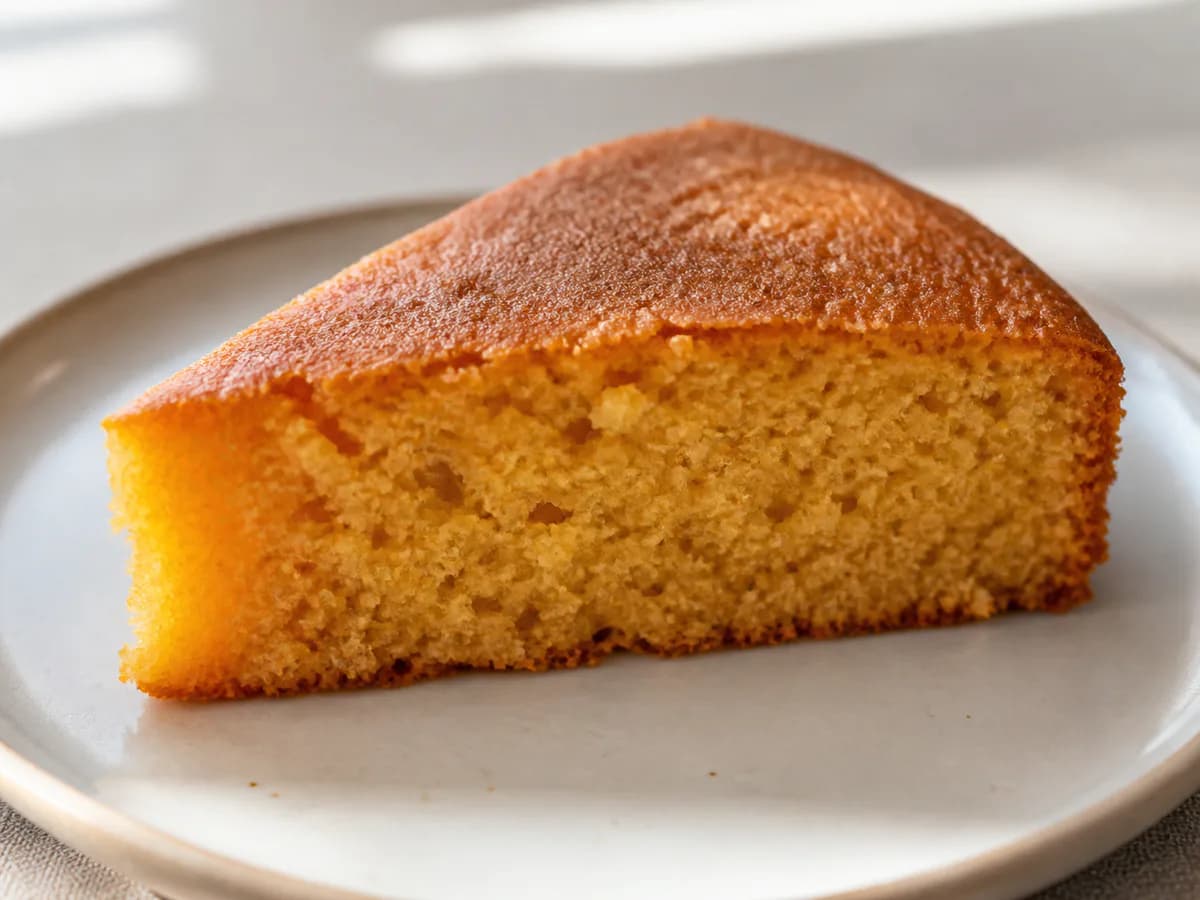 Pormenor de uma porção de Bolo de Mel com Leite Condensado