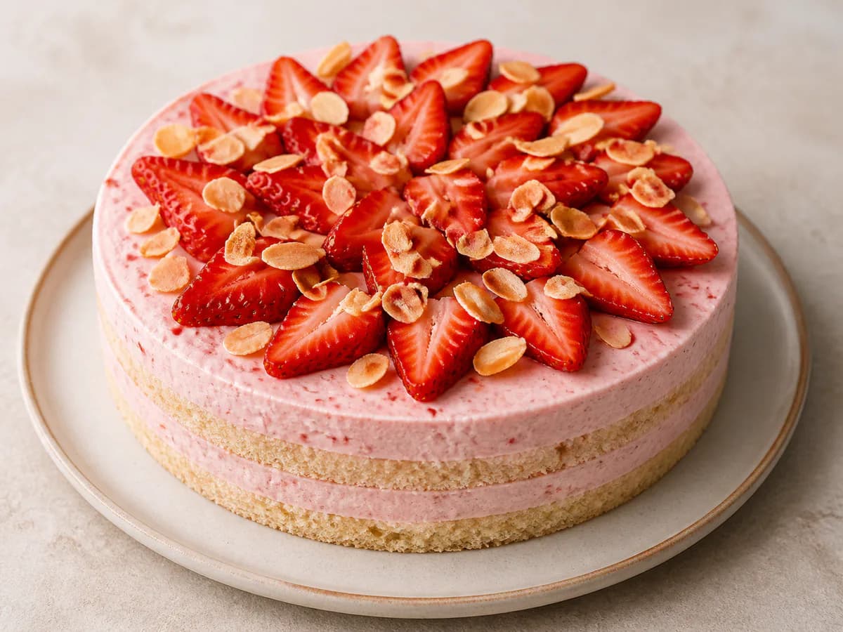 Bolo Mousse de Morango Delicado