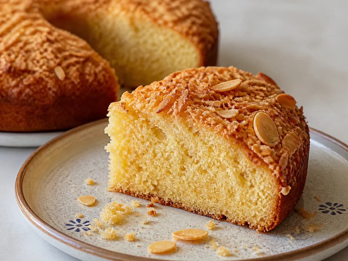 Pormenor de uma porção de Bolo Pão de Deus