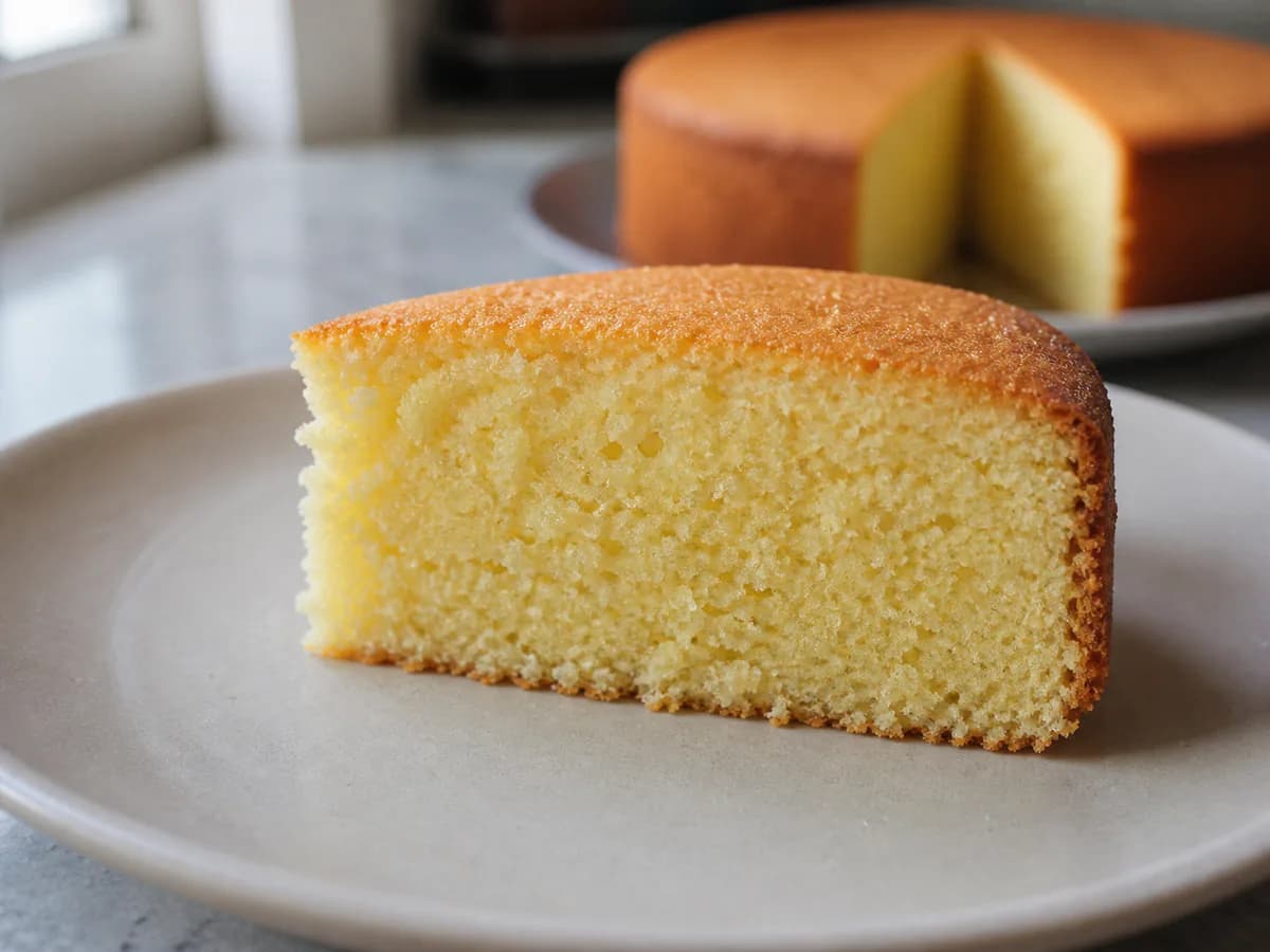 Pormenor de uma porção de Bolo de Manteiga, Leite e Limão