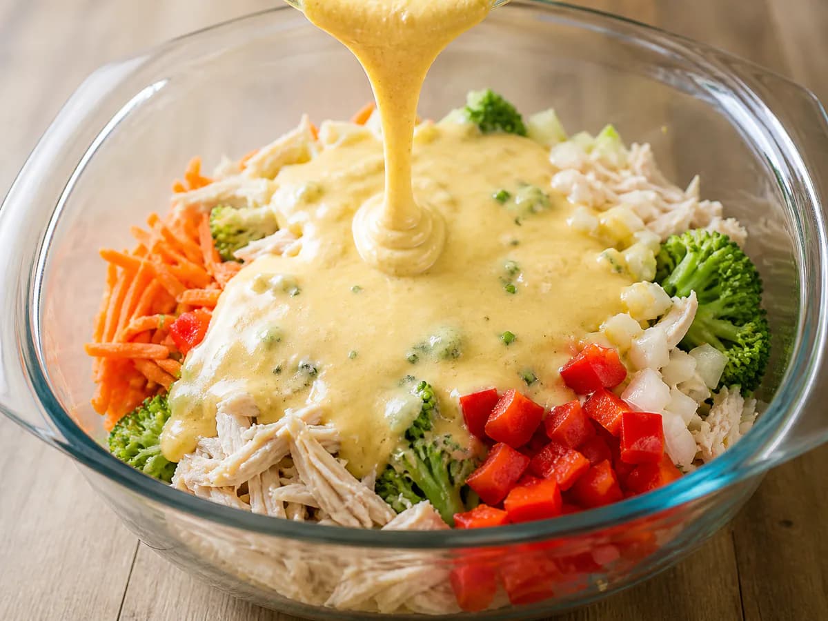 Preparação de Bolo Salgado Fit de Frango e Legumes durante a confeção