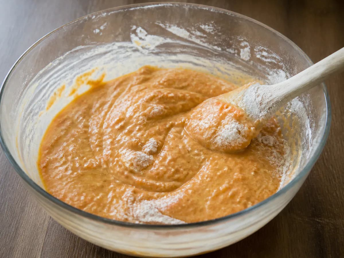 Preparação de Bolo de Cenoura com Três Cenouras durante a confeção