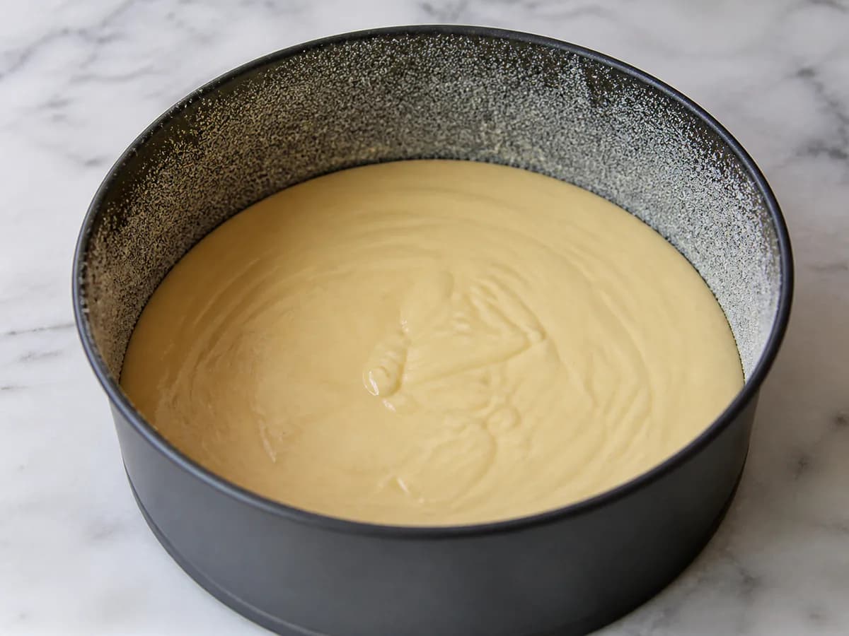 Preparação de Bolo Tarte de Pêssego durante a confeção