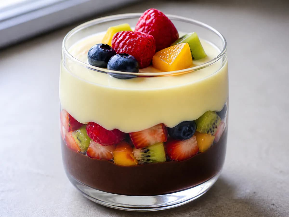 Pormenor de uma porção de Branco e Negro com Misto de Frutas