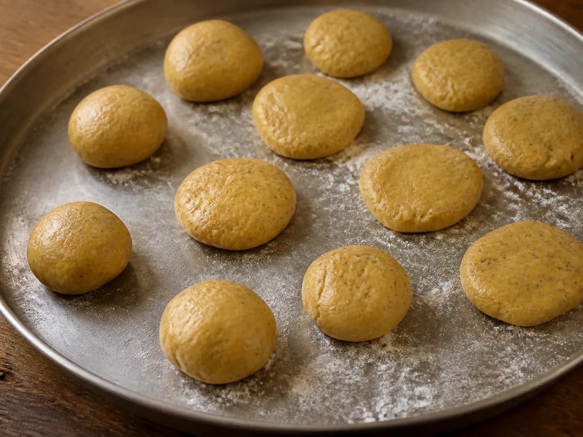 Preparação de Broinhas de Batata Doce para os Santos durante a confeção