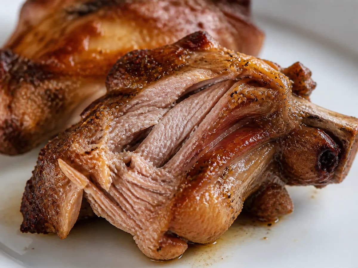 Pormenor de uma porção de Cabrito da Páscoa Assado no Forno