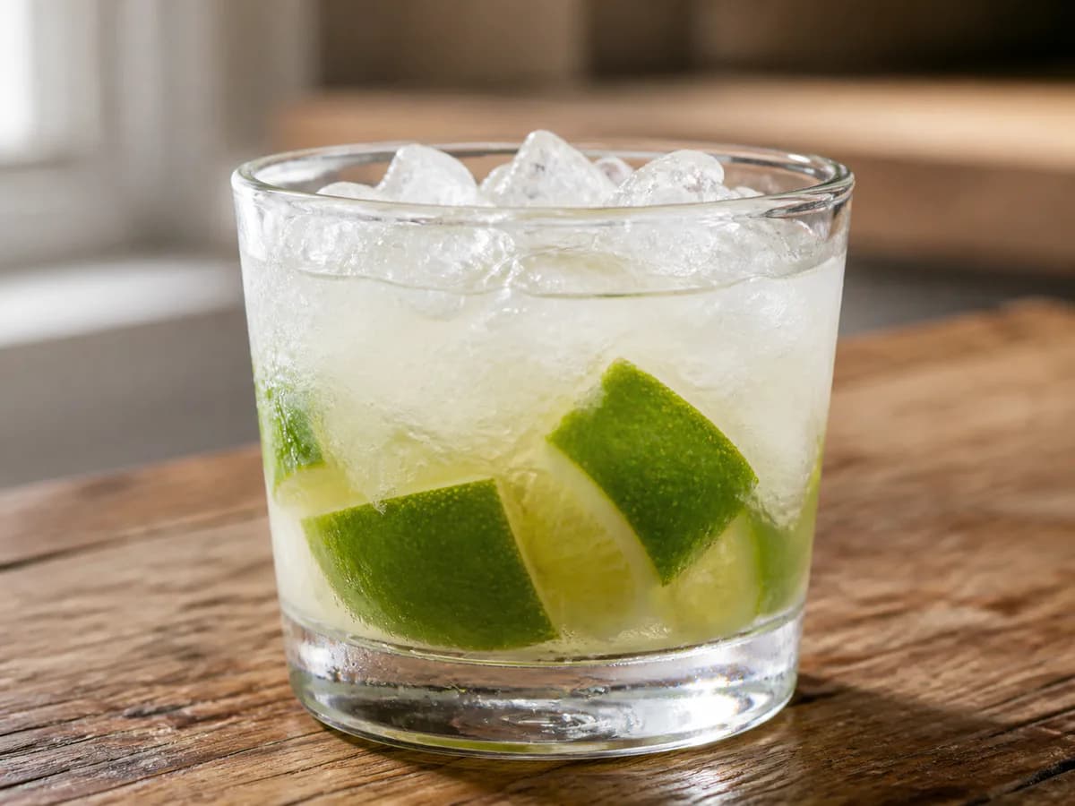 Pormenor de uma porção de Caipirinha Clássica
