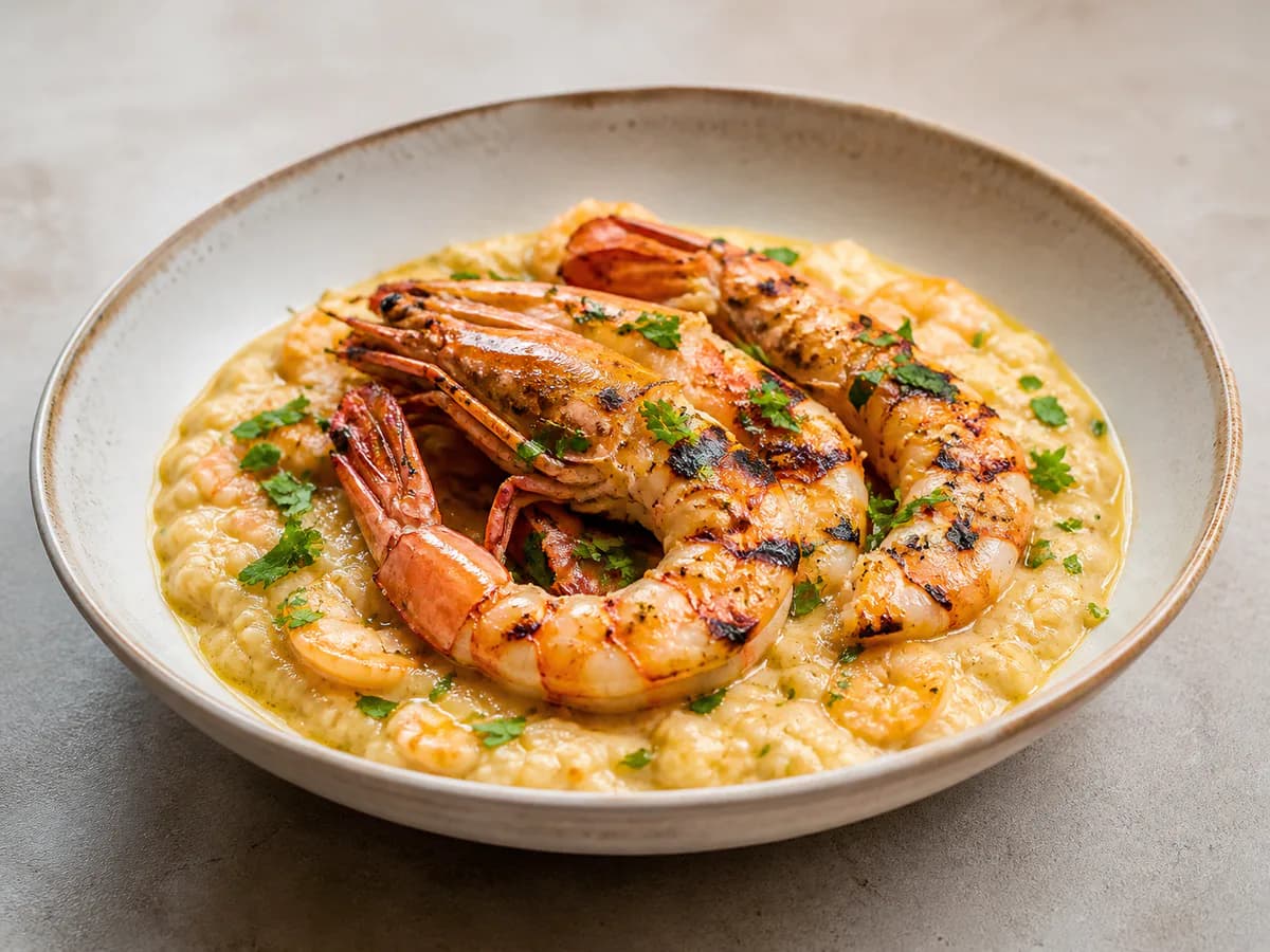 Camarão Tigre Grelhado com Açorda de Gambas