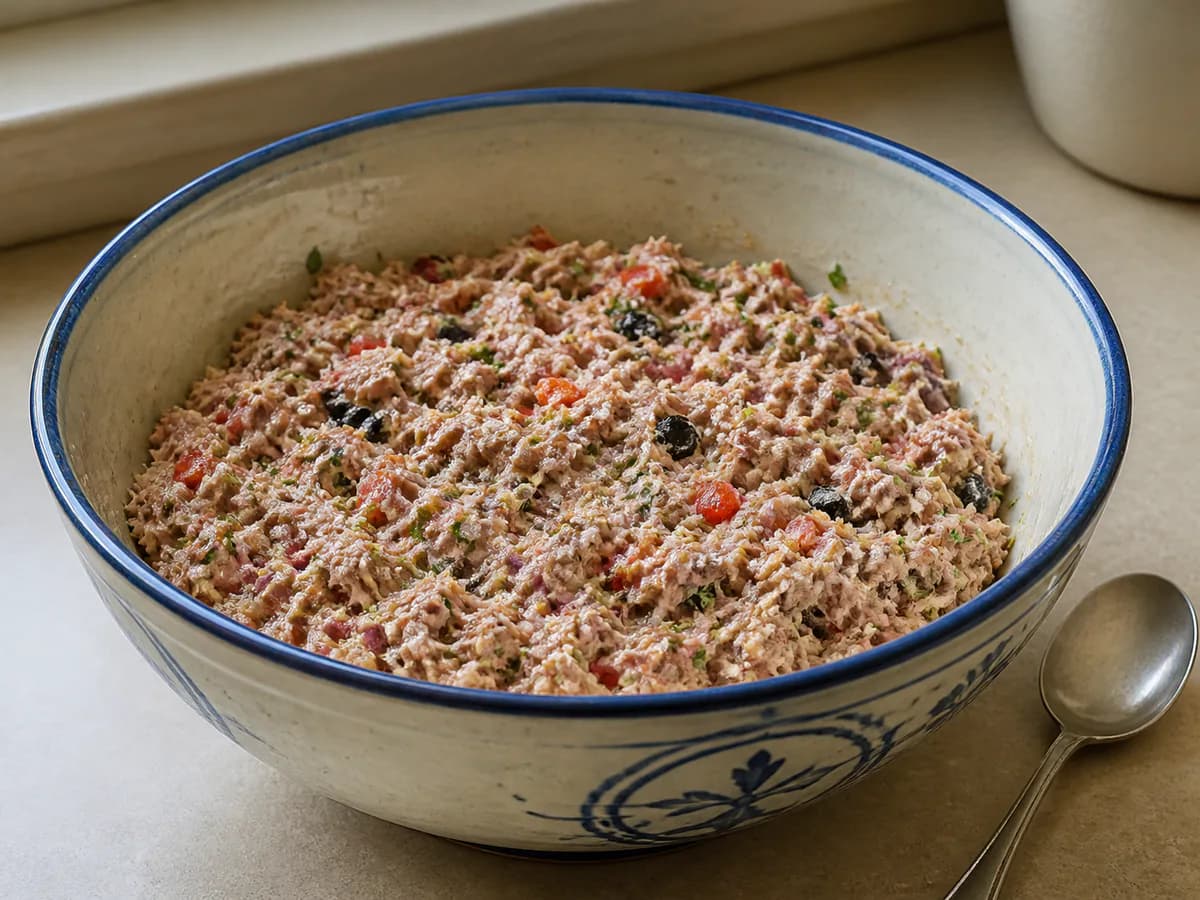 Preparação de Canapés de Atum à Portuguesa durante a confeção