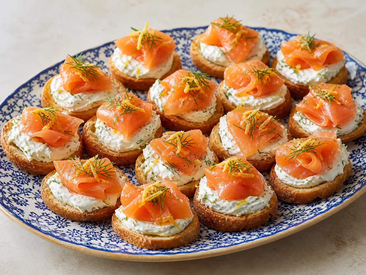 Canapés de Salmão Fumado e Queijo Creme