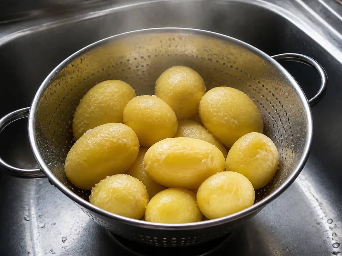 Preparação de Carapaus Cozidos com Legumes a Vapor e Batata Cozida durante a confeção