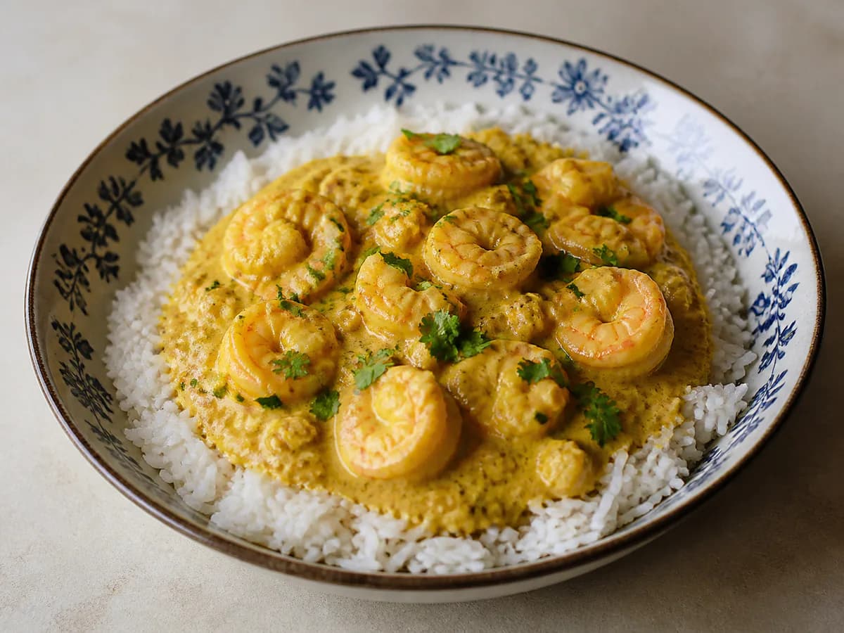 Caril de Gambas em Leite de Coco