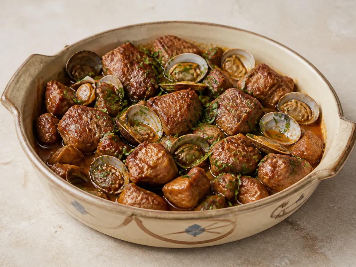 Carne de Porco à Alentejana com Cominhos