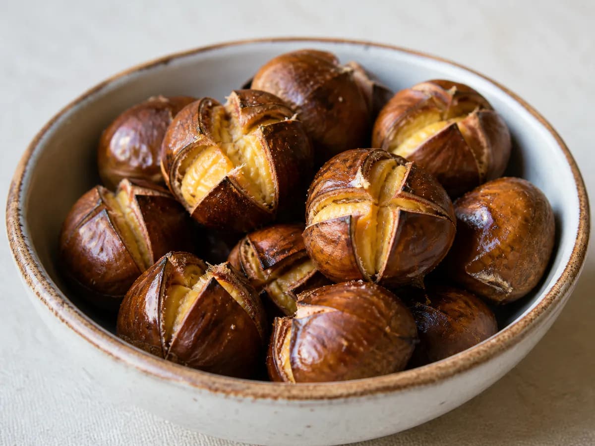Pormenor de uma porção de Castanhas Fritas à Portuguesa