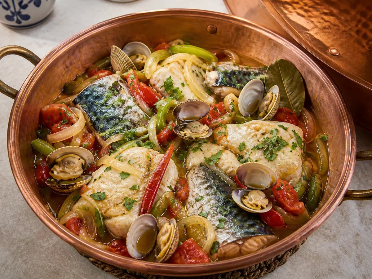 Cataplana de Raia e Cavala com Ameijoas e Berbigão