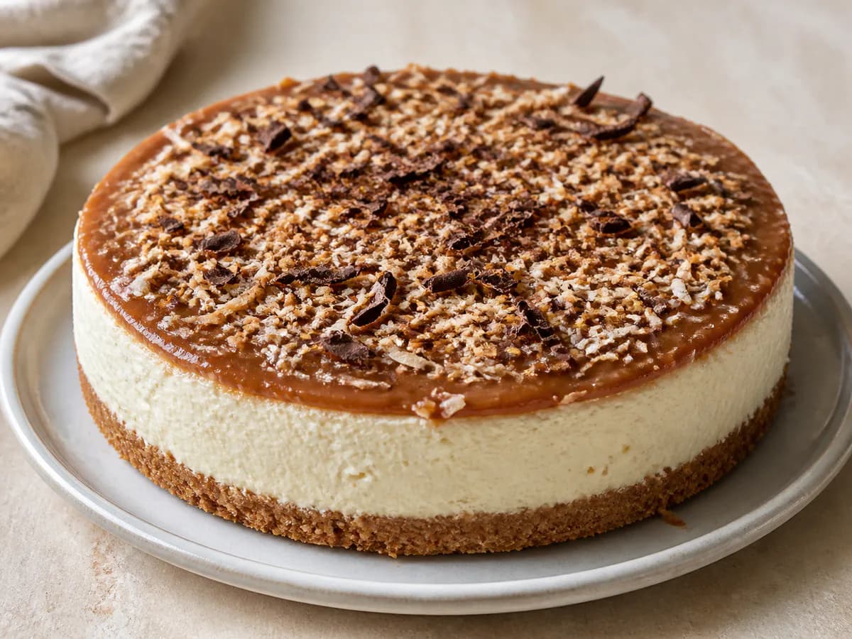 Cheesecake de Caramelo, Chocolate e Coco