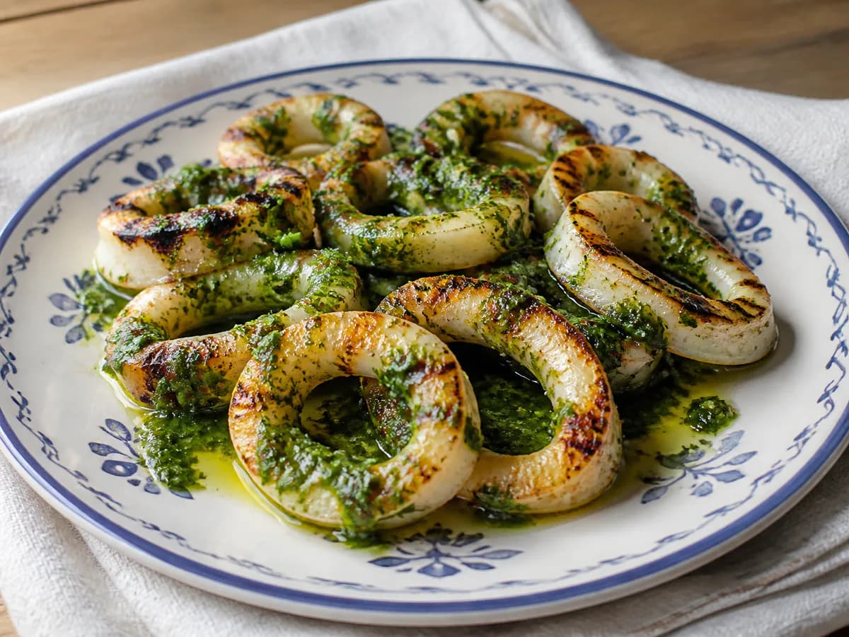 Chocos Grelhados com Molho Verde