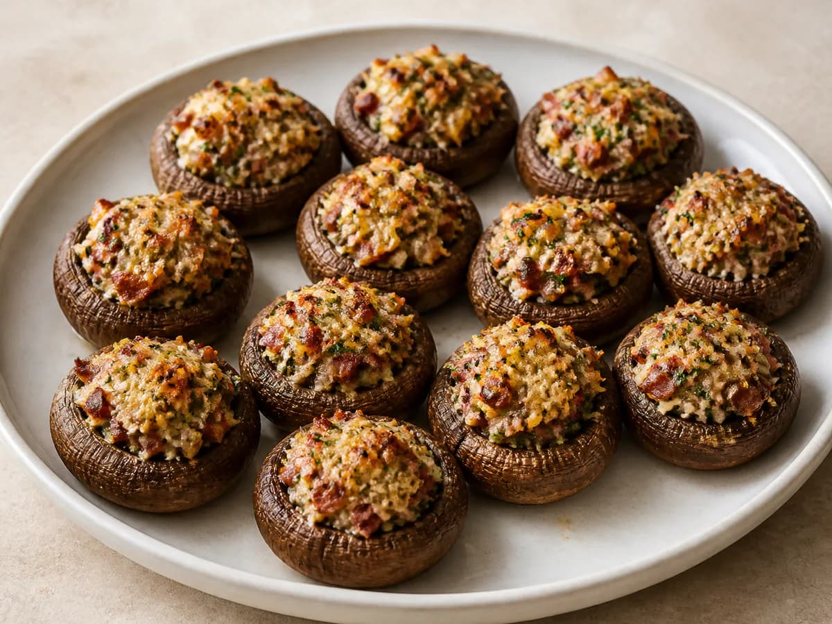 Cogumelos Recheados com Bacon e Parmesão