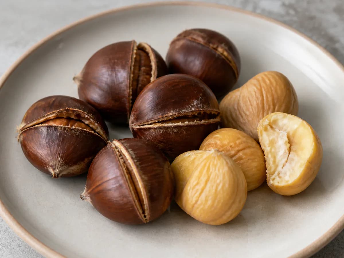Pormenor de uma porção de Como Preparar e Congelar Castanhas Frescas