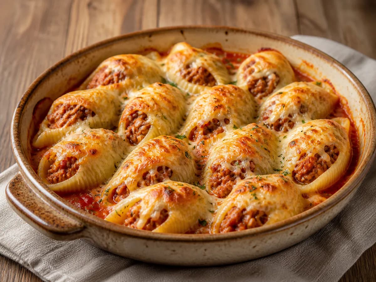 Conchas Gratinadas No Forno Com Carne Picada