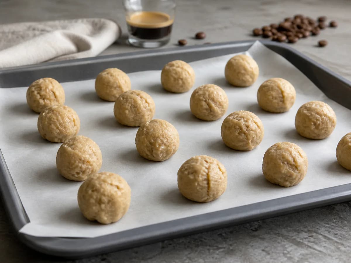 Preparação de Bolachas de Café Cremosas durante a confeção