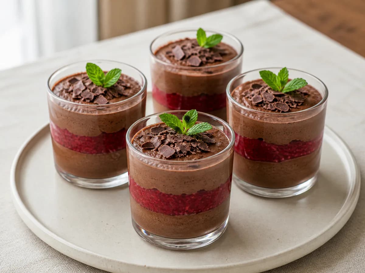 Copos de Chocolate com Mousse de Frutos Vermelhos
