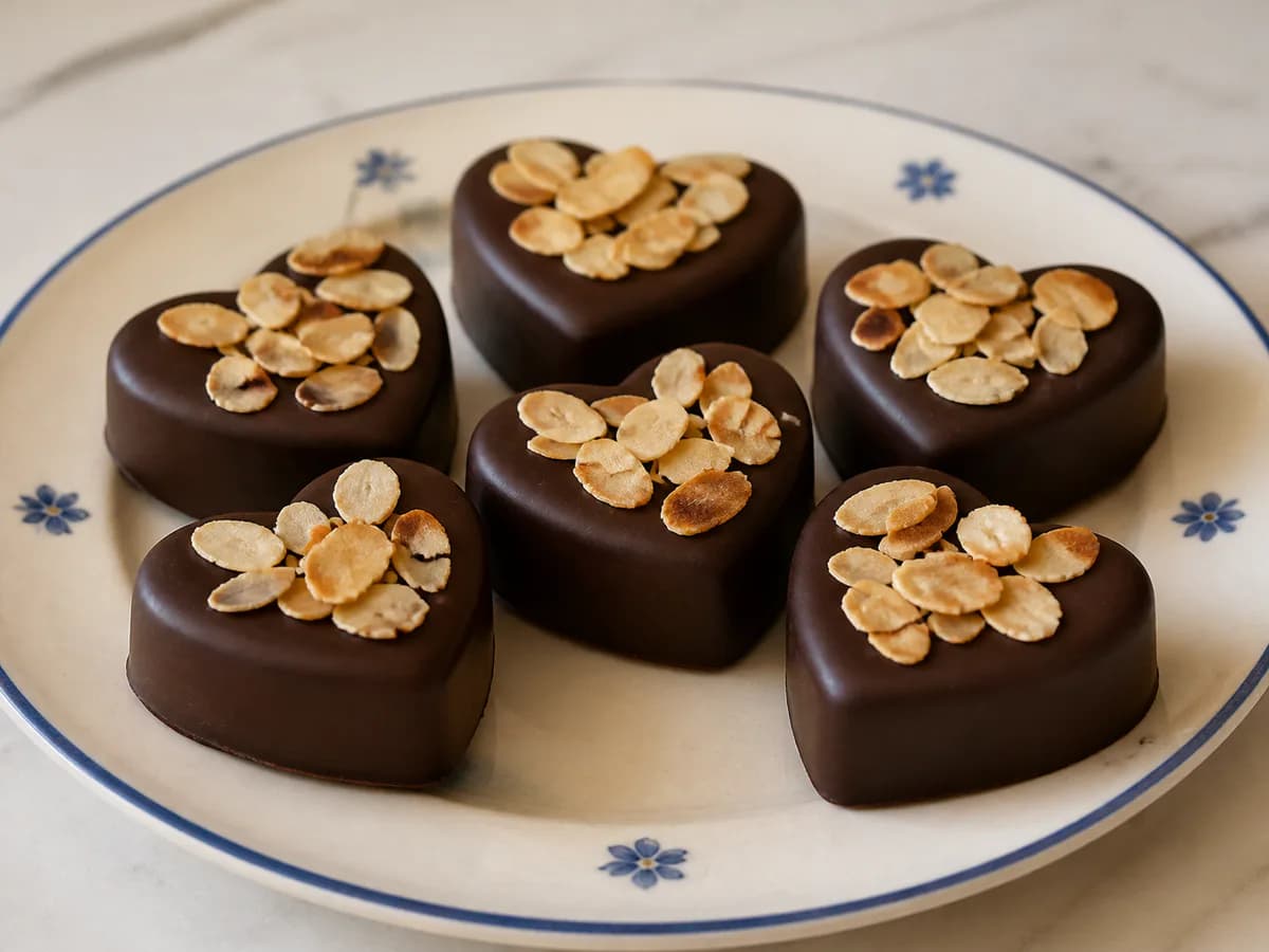 Corações de Chocolate com Amêndoa