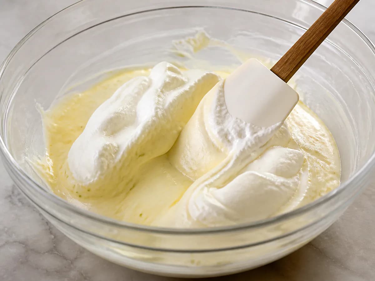 Preparação de Creme de Lima com Bolacha durante a confeção