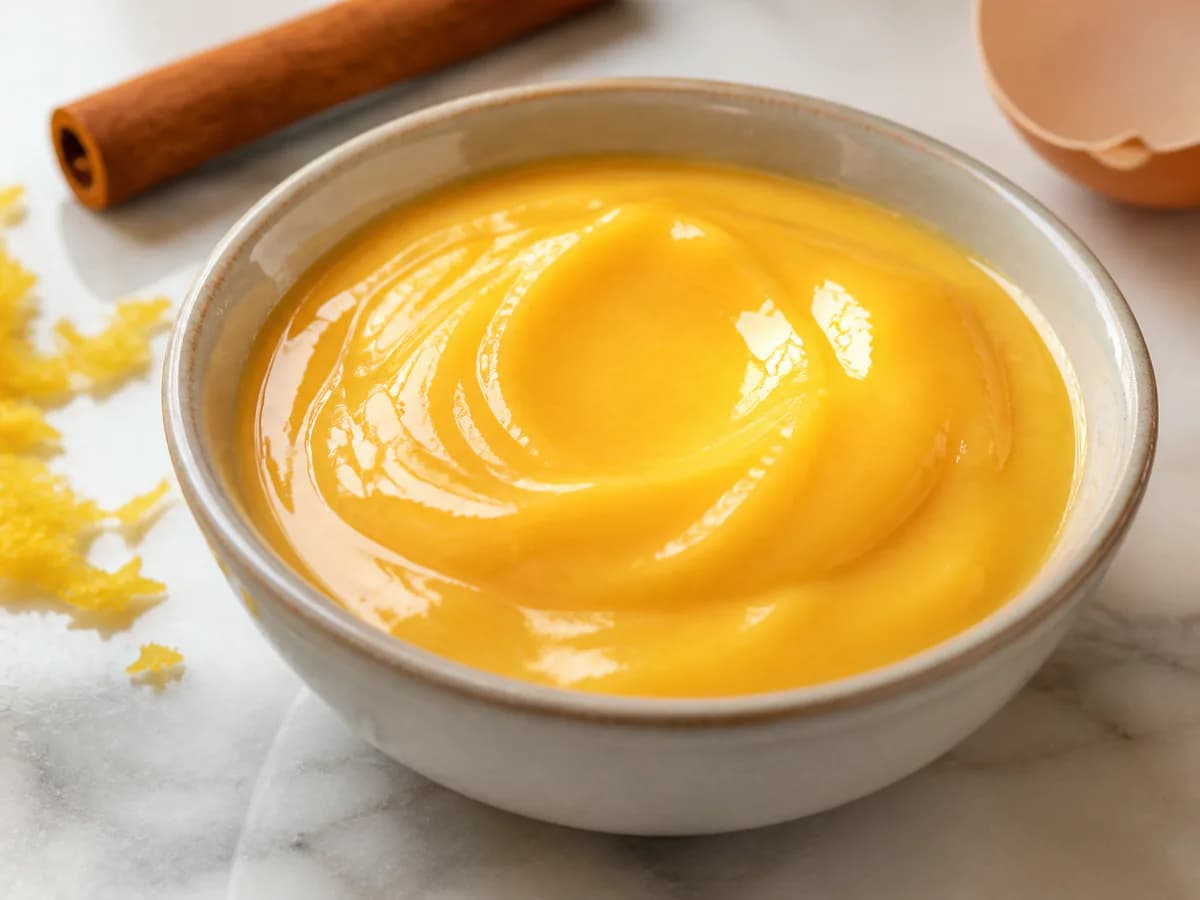 Pormenor de uma porção de Creme de Ovos