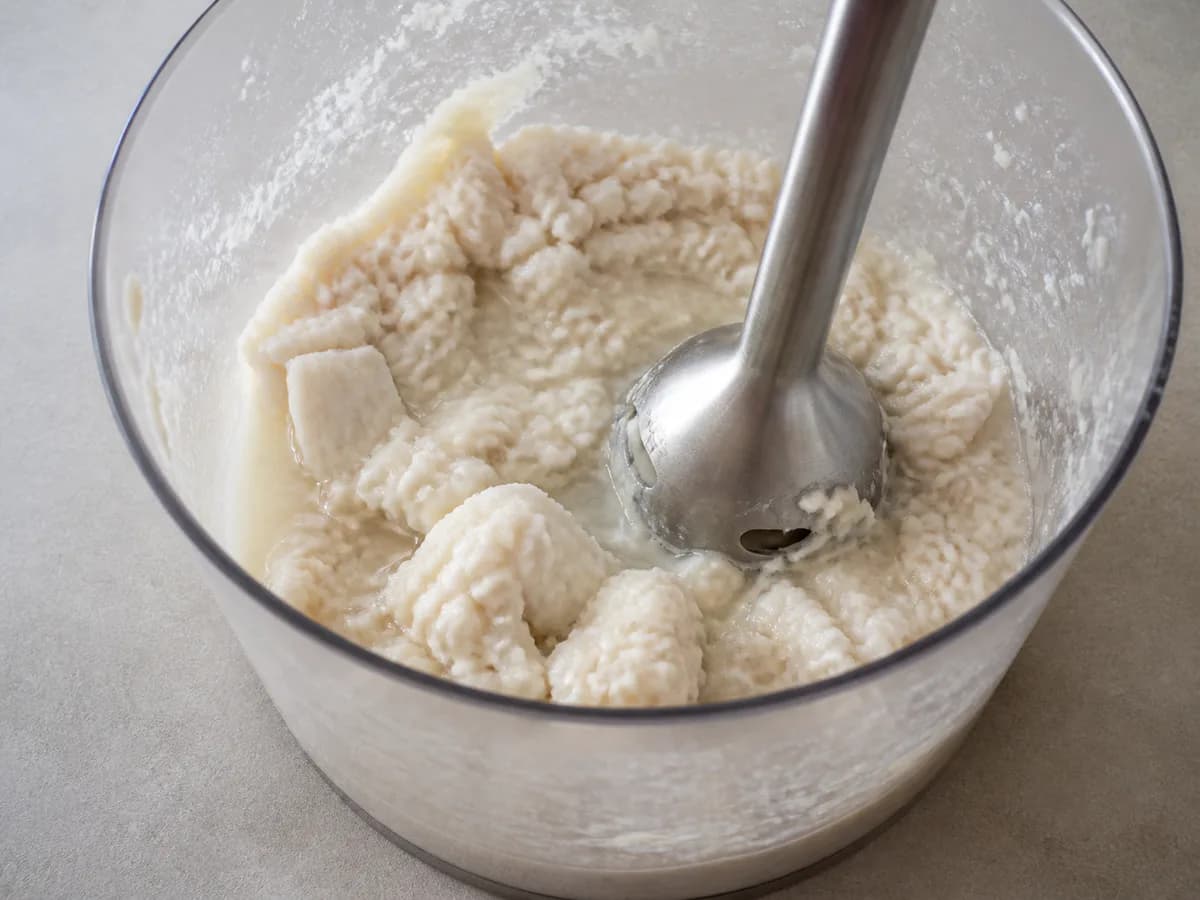 Preparação de Creme de Peixe Rico durante a confeção